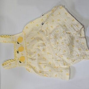 Rabbit + Bear Organic Cotton Lemons Matching Set Outfit Top Pant Gauzy Summer 3T